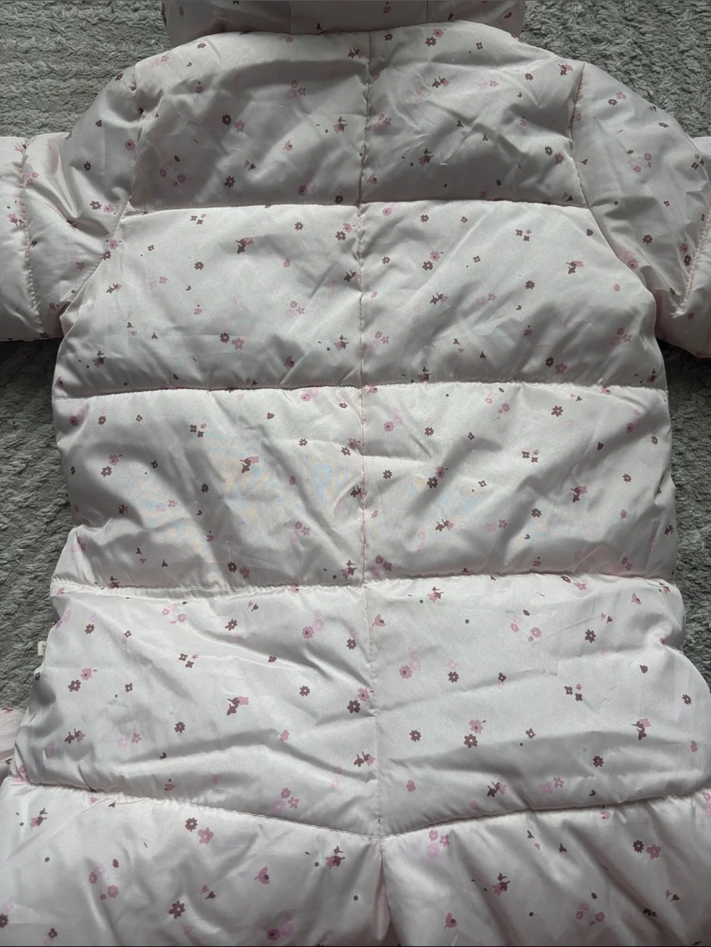 Gap Baby Pink Floral Puffer Snowsuit with Hood - 12-18 months